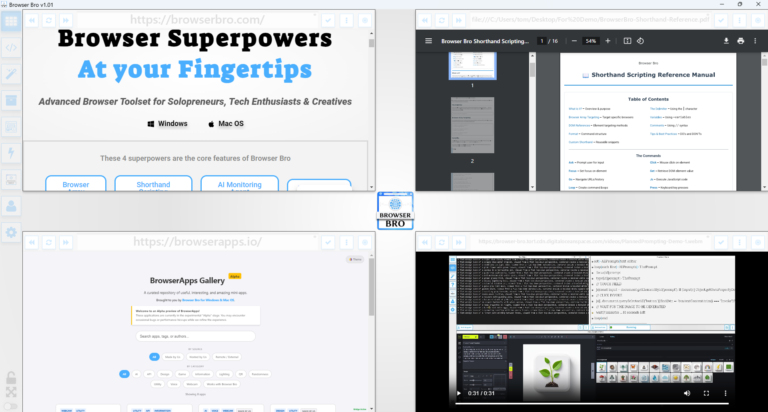 A branded 2x2 presentation layout. Featuring webpage, PDF, Video resources.