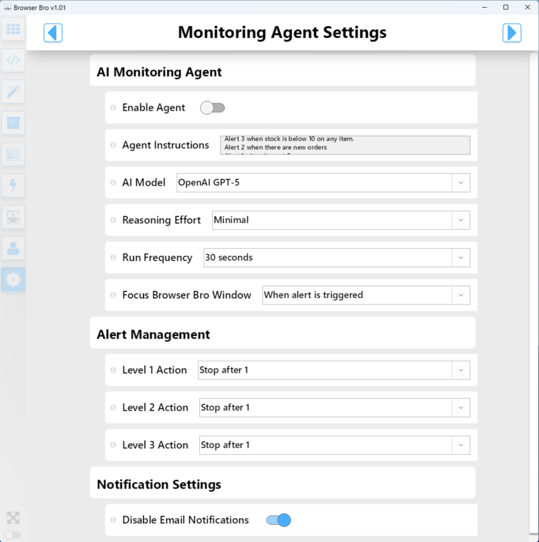 Monitoring Agent Settings